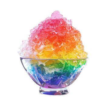 Colorful Ice in a Bowl on Transparent Background png