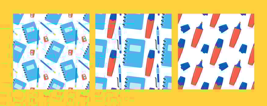 Back to School Seamless pattern, school supplies background. vector