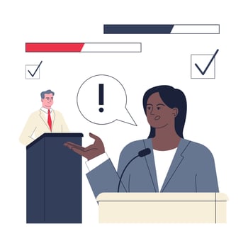 Presidential election. American election debate between democrats' vector