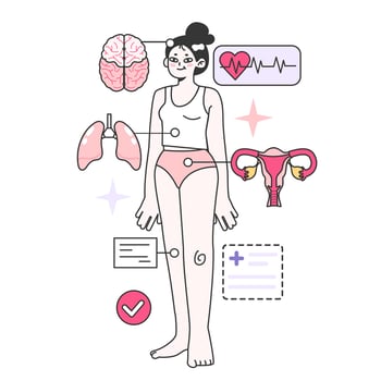 Modern wellbeing practice. Annual medical exam, regular health check up vector