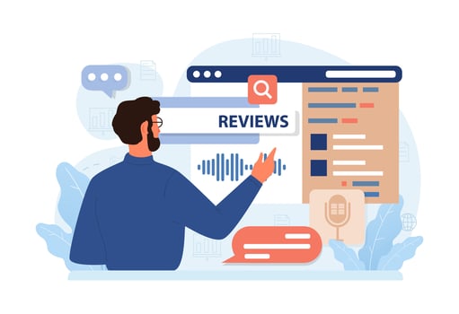Customer feedback. Consumers reviews public exchange. Sharing a purchased vector