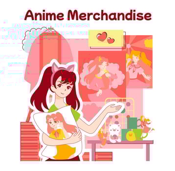Anime culture. Otaku or geek lifestyle, popular japanese cartoons vector