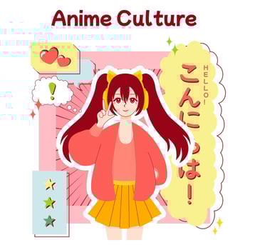 Anime culture. Otaku or geek lifestyle, popular japanese cartoons vector