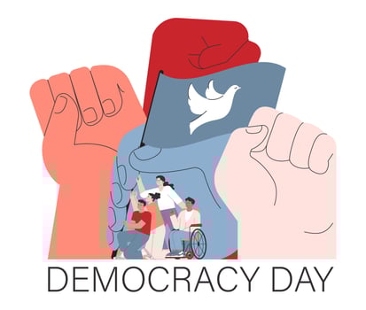 Democracy. Political system, liberty and voting principle. Rule of law vector