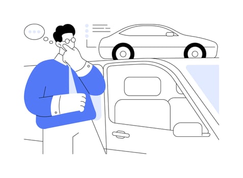 Choosing a car isolated cartoon illustrations. vector