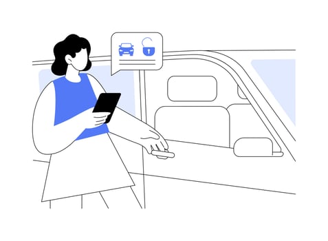 Opening a car isolated cartoon illustrations. vector