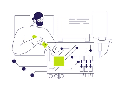 Soldering circuit boards abstract concept illustration. vector