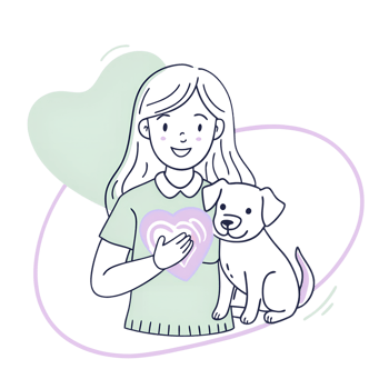 Cartoon cute girl with friendly dog animal on the transparent background png
