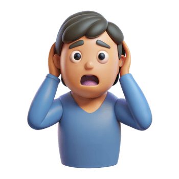 Illustration of a person feeling anxious and showing signs of stress on a transparent background png