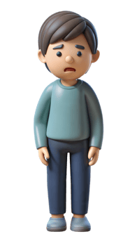 3D illustration of a sad person showing signs of depression on a transparent background png
