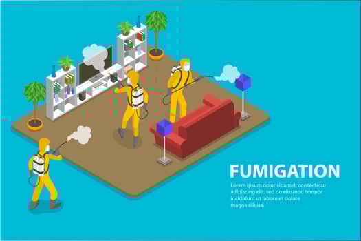 3D Isometric Flat Conceptual Illustration of Disinfection and Cleaning. vector