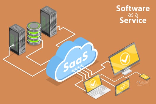 3D Isometric Flat Conceptual Illustration of Saas - Software as a Service vector