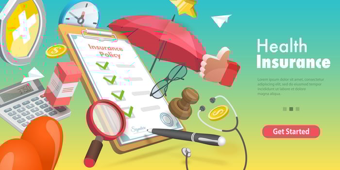 3D Conceptual Illustration of Health Insurance, Healthcare. vector