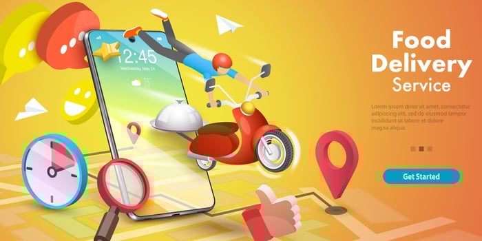 3D Isometric Flat Conceptual Illustration of Online Food Ordering Service vector