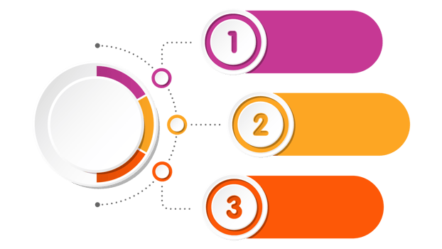 Infographic with 3 steps, process or options. png