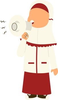 Indonesian elementary school student holding megaphone vector