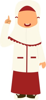 Indonesian elementary school student raising hand vector
