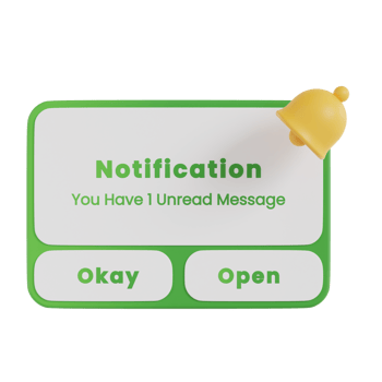 Notification Button 3D Icon. notification page with floating elements and business planning png