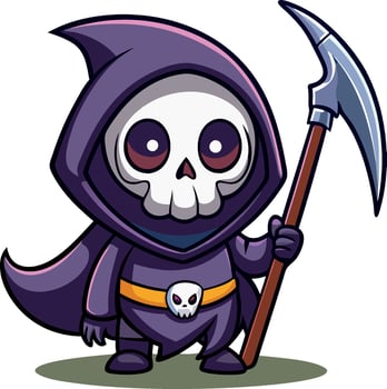 A cartoon character with a skull on his face and a staff in his hand vector