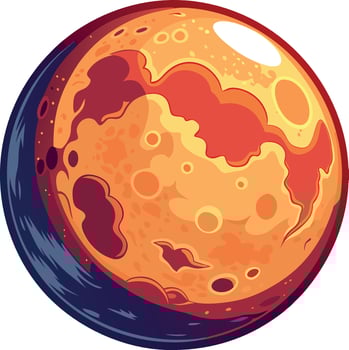 A large orange planet with a blue and purple sky vector
