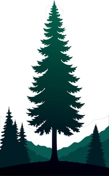 A tall green tree with a few smaller trees in the background vector