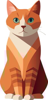 A cartoon cat with green eyes and orange fur is sitting on a white background vector
