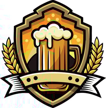 Illustration of a beer mug emblem with wheat, perfect for brewery and pub design vector