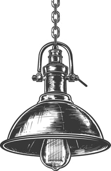 Vintage hanging lamp industrial style full with engraving style black color only vector