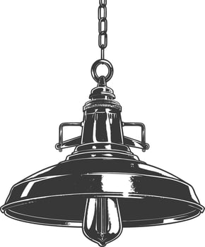 Vintage hanging lamp industrial style full with engraving style black color only vector