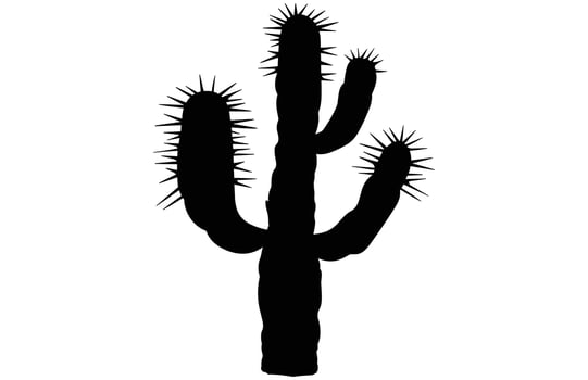 Cactus Black silhouette isolated on white background, Desert Flower Summer Tropical Plant Illustration. vector