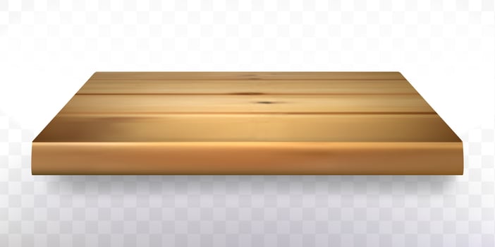 3d isolated empty pine wooden shelf for exhibit vector