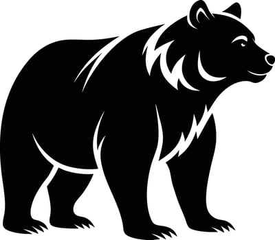 A black grizzly bear silhouette on a white background vector