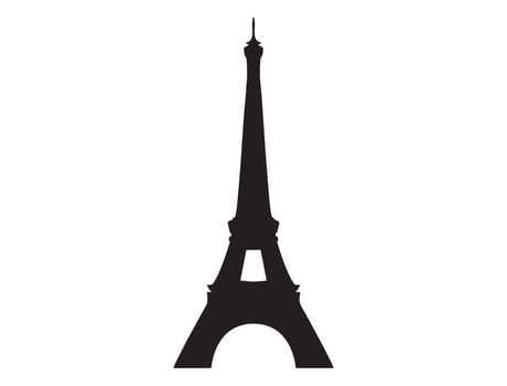 Eiffel tower silhouette on white background vector