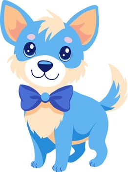 smile cute female blue dog with a blue bow, dark blue eyes, chest fur, nose, cheeks, creamy white tail vector