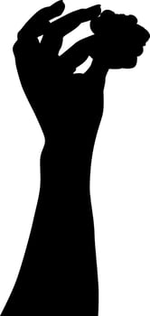 Silhouette hand holding flower vector