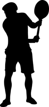 Silhouette man playing tennis vector