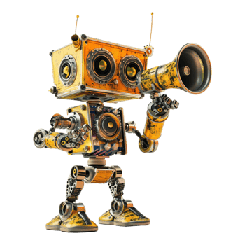 Robot Speaking on Mic on Transparent Background png