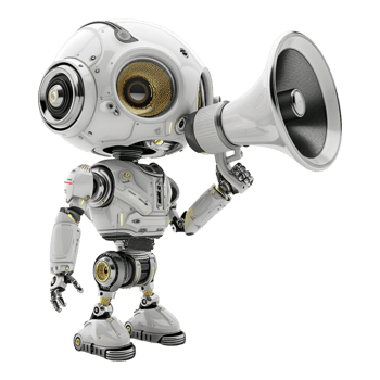 Robot Speaking on Mic on Transparent Background png