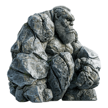 Sculpture of a monster made out of rocks on Transparent Background png