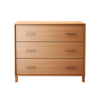 Wooden chest of drawers in the room. on transparent background png