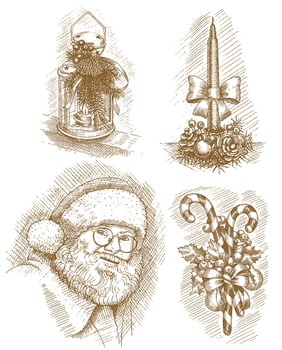 Christmas elements hand drawn vector