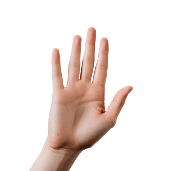 hand showing five fingers on transparent background png