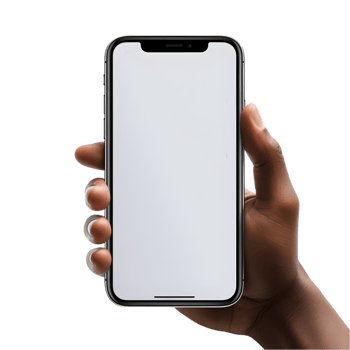 male hand holding a phone on transparent background png