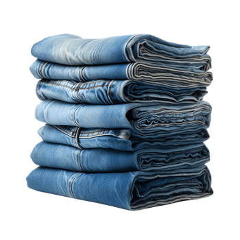 Stack of blue jeans on transparent background png