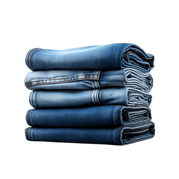 Stack of blue jeans on transparent background png