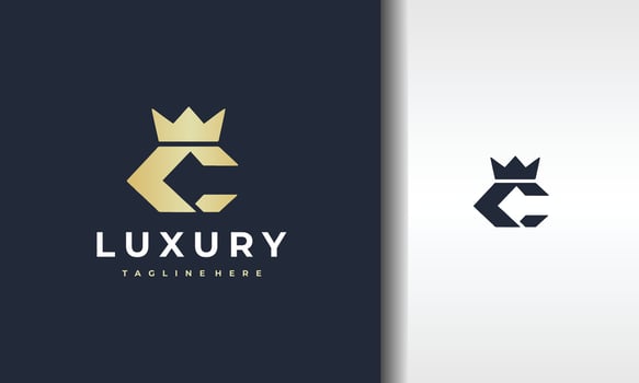 letter C crown luxury logo vector