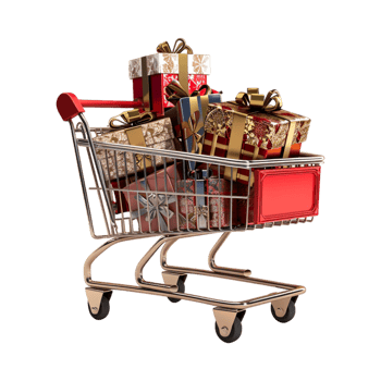 Shopping Cart full of Items on Transparent Background png