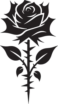 Elegant silhouette of a rose flower minimal line art vector