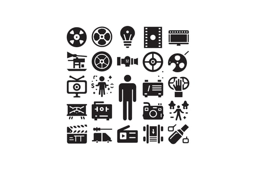 Cinema icon set line vector