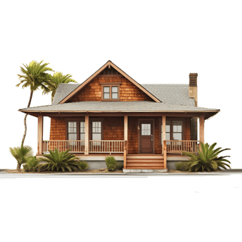Bungalow house isolated on transparent background png